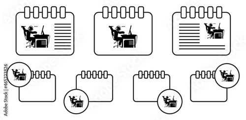 Man bored vector icon in calender set illustration for ui and ux, website or mobile application