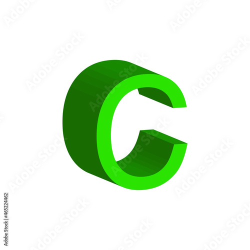 3D Text of Green alphabet. Big letter. Isolated on white background. clip art illustration vector.
