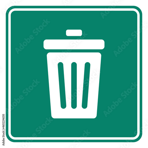 Abfalleimer und Schild