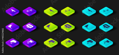 Set Skateboard helmet, park, wheel, Tool allen keys and icon. Vector