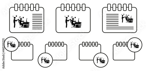 Man addiction vector icon in calender set illustration for ui and ux, website or mobile application