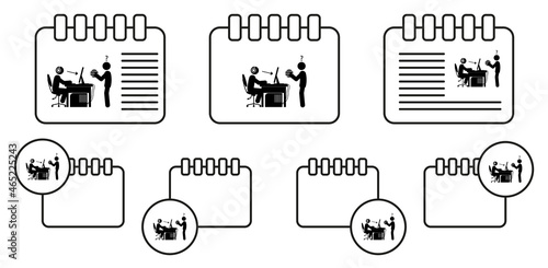 Man addiction vector icon in calender set illustration for ui and ux, website or mobile application