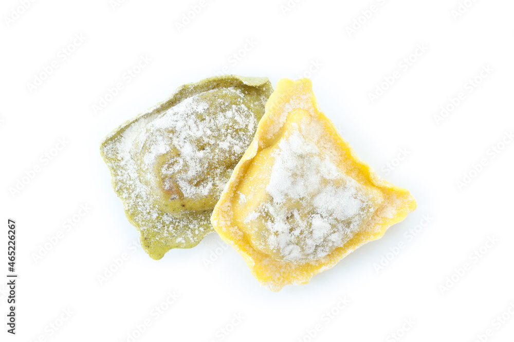 Tasty raw ravioli isolated on white background Tasty raw ravioli isolated on white background