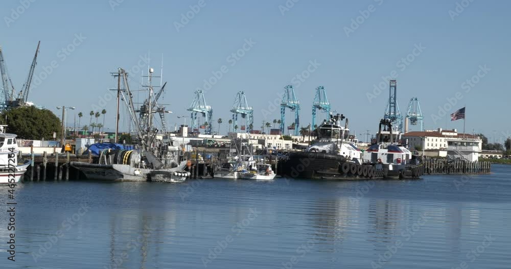 Fishing boats in a picturesque harbor at the Port of Los Angeles Fishing boats in a picturesque harbor at the Port of Los Angeles