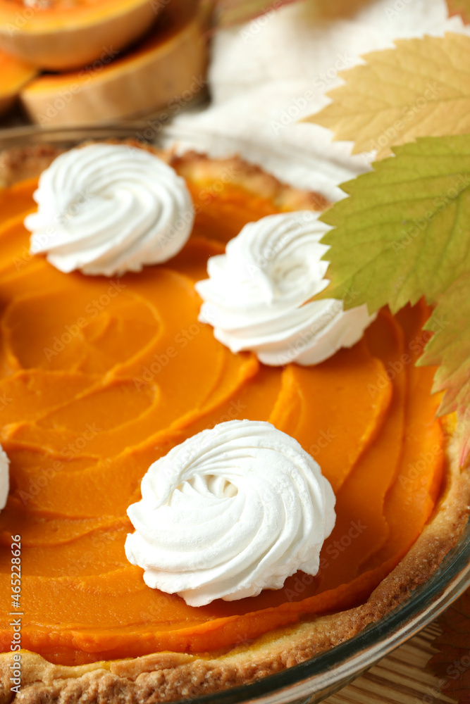 Concept of tasty food with pumpkin pie, close up Concept of tasty food with pumpkin pie, close up