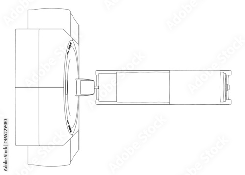 Contour of a medical tomograph from black lines isolated on a white background. View from above. Vector illustration