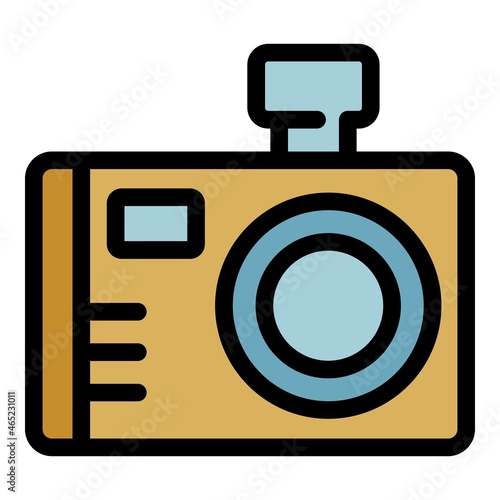 Digital camera icon. Outline digital camera vector icon color flat isolated