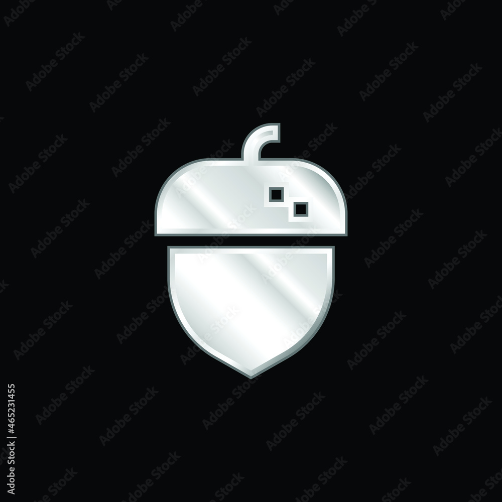 Acorn silver plated metallic icon Acorn silver plated metallic icon