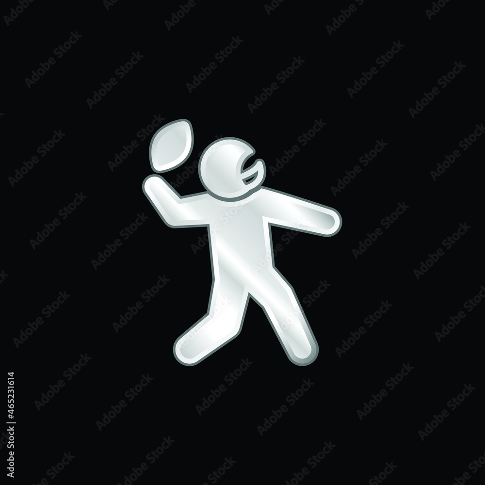 American Football Player silver plated metallic icon American Football Player silver plated metallic icon