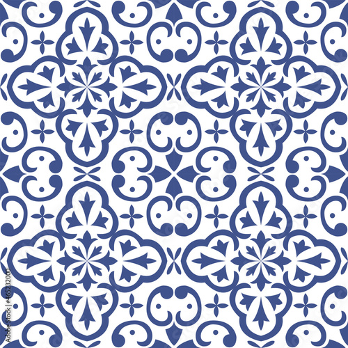 Seamless tiles background. Mosaic pattern for ceramic in dutch, portuguese, spanish, italian style.