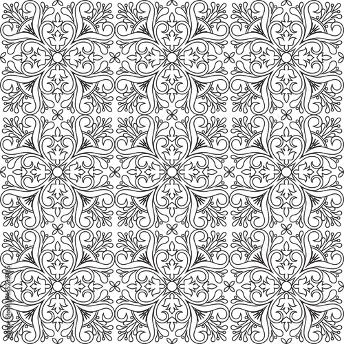 Seamless tiles background. Black and white mosaic background in dutch, portuguese, spanish, italian style.