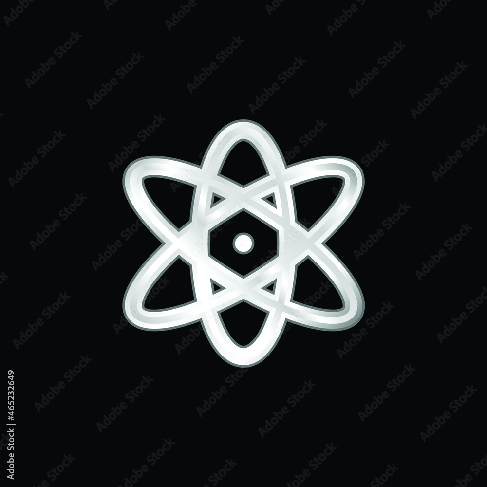 Atom silver plated metallic icon Atom silver plated metallic icon