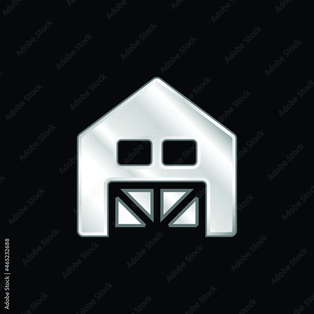 Barn silver plated metallic icon Barn silver plated metallic icon