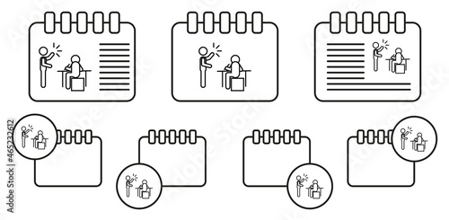 home schooling, work on the bugs vector icon in calender set illustration for ui and ux, website or mobile application