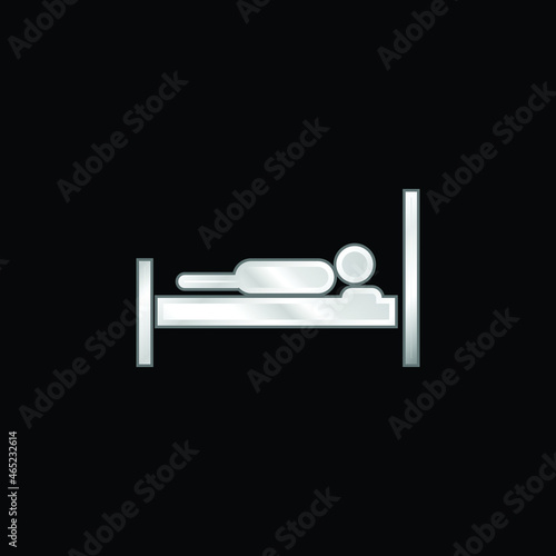 Bed With A Person Lying On It silver plated metallic icon