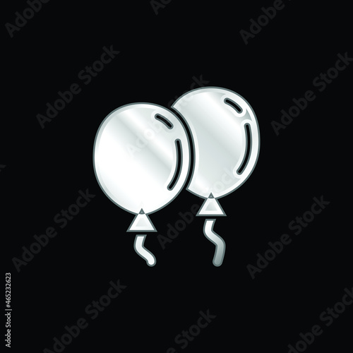 Balloons silver plated metallic icon