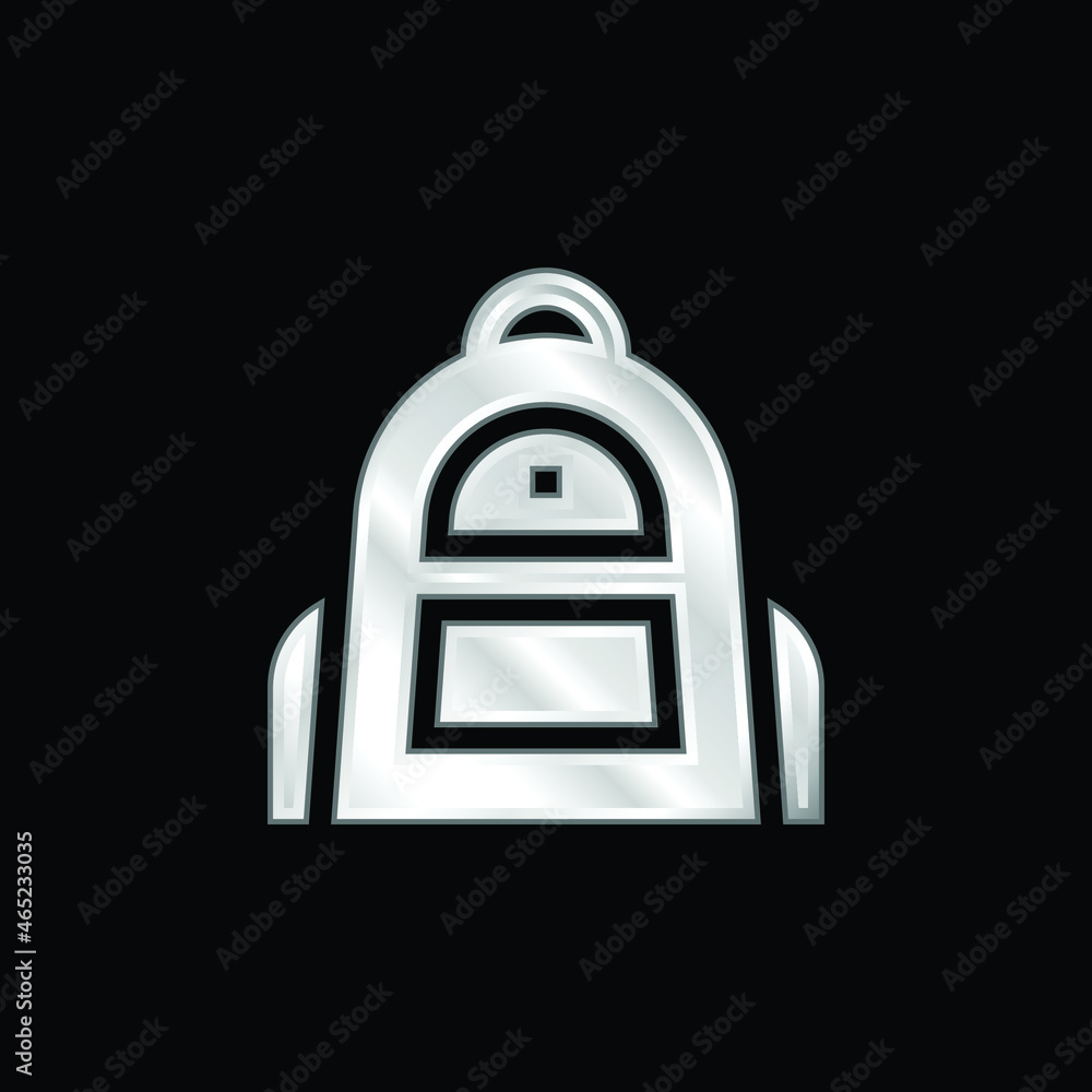 Backpack silver plated metallic icon Backpack silver plated metallic icon