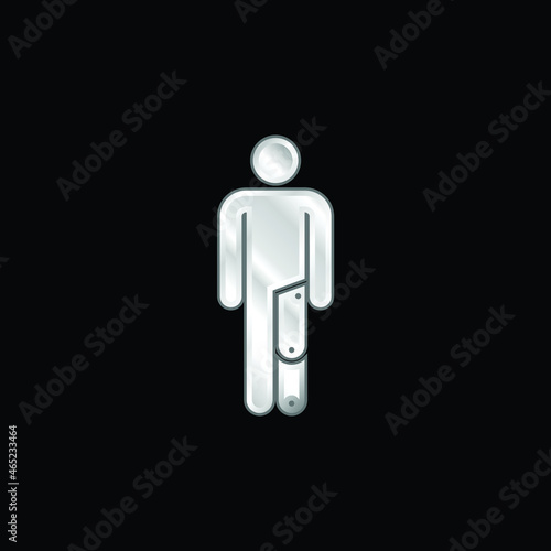 Amputee silver plated metallic icon