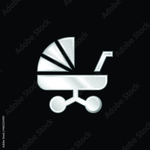 Baby Carriage silver plated metallic icon