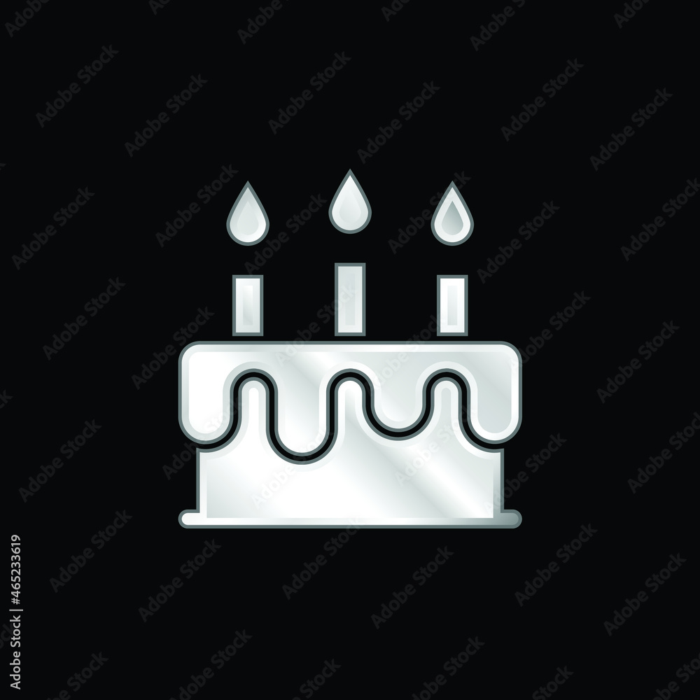 Birthday Cake silver plated metallic icon Birthday Cake silver plated metallic icon