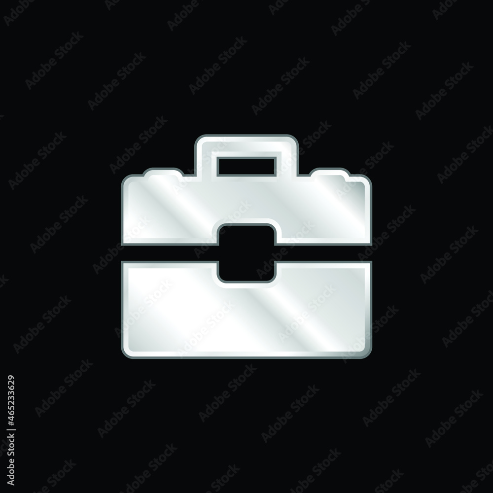 Briefcase silver plated metallic icon Briefcase silver plated metallic icon