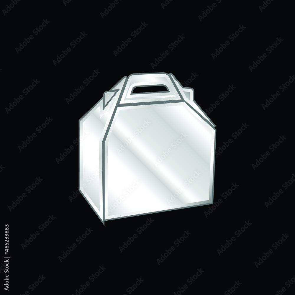 Box Of Food Package silver plated metallic icon Box Of Food Package silver plated metallic icon