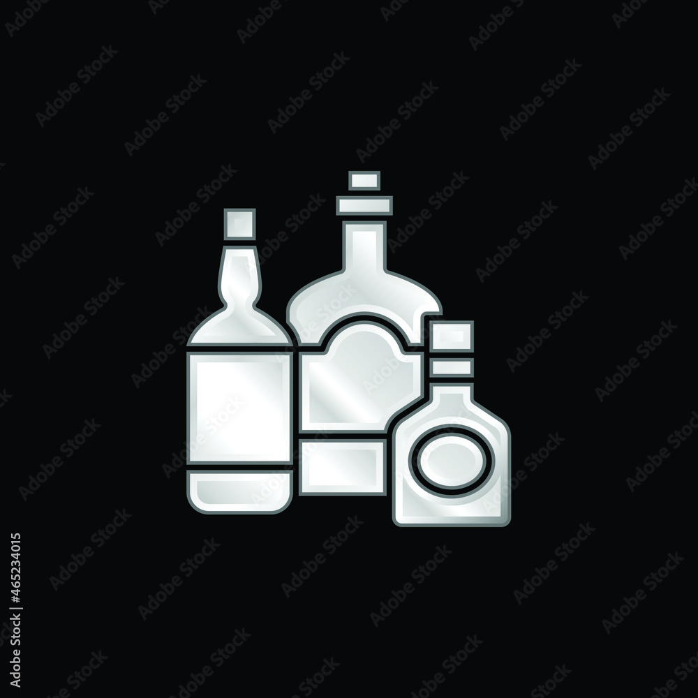 Bottles silver plated metallic icon Bottles silver plated metallic icon