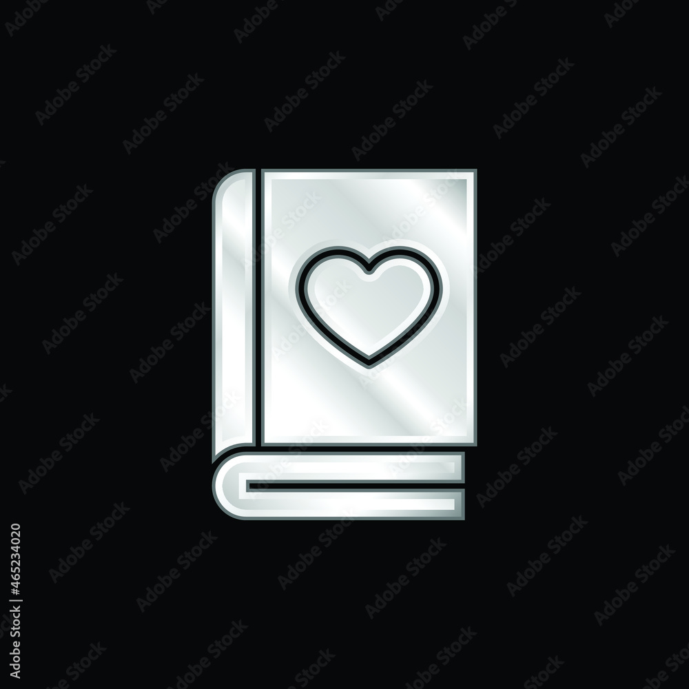 Book silver plated metallic icon Book silver plated metallic icon