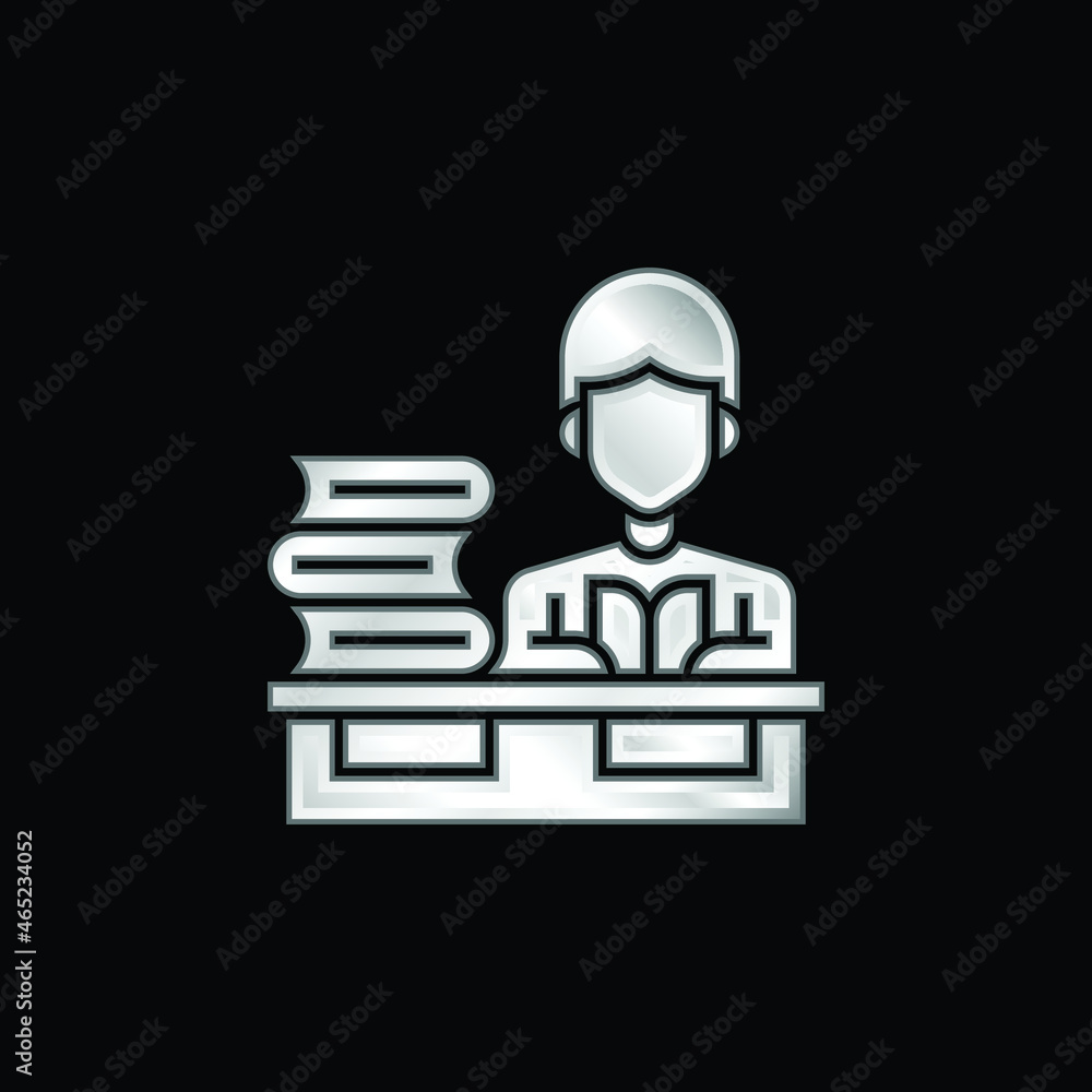 Books silver plated metallic icon Books silver plated metallic icon