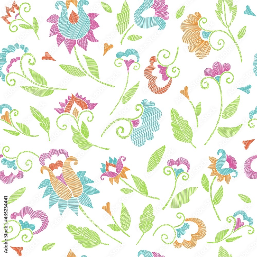 Floral seamless background pattern with fantasy flowers and leaves Line art. Embroidery flowers. Vector illustration.
Floral seamless background pattern with fantasy flowers and leaves Line art. Embroidery flowers. Vector illustration.