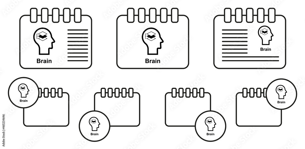 Human mind, brain vector icon in calender set illustration for ui and ux, website or mobile application Human mind, brain vector icon in calender set illustration for ui and ux, website or mobile application