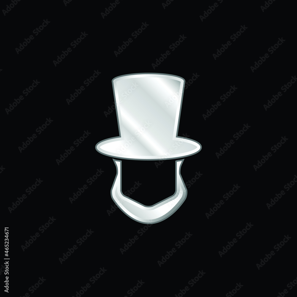 Abraham Lincoln Hat And Beard Shapes silver plated metallic icon Abraham Lincoln Hat And Beard Shapes silver plated metallic icon
