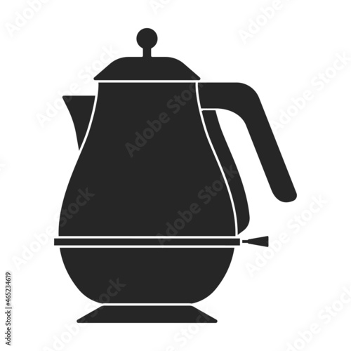 Kettle vector black icon. Vector illustration teapot on white background. Isolated black illustration icon of kettle .