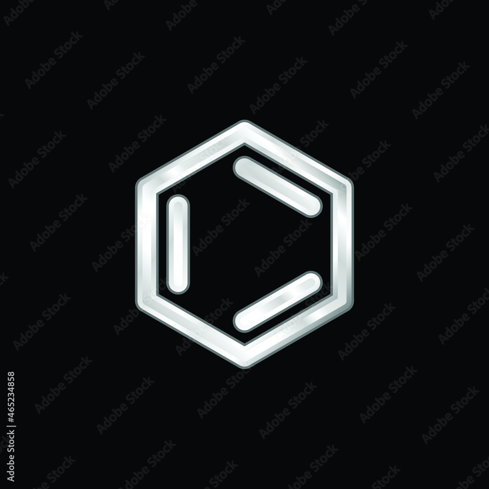 Benzene silver plated metallic icon Benzene silver plated metallic icon