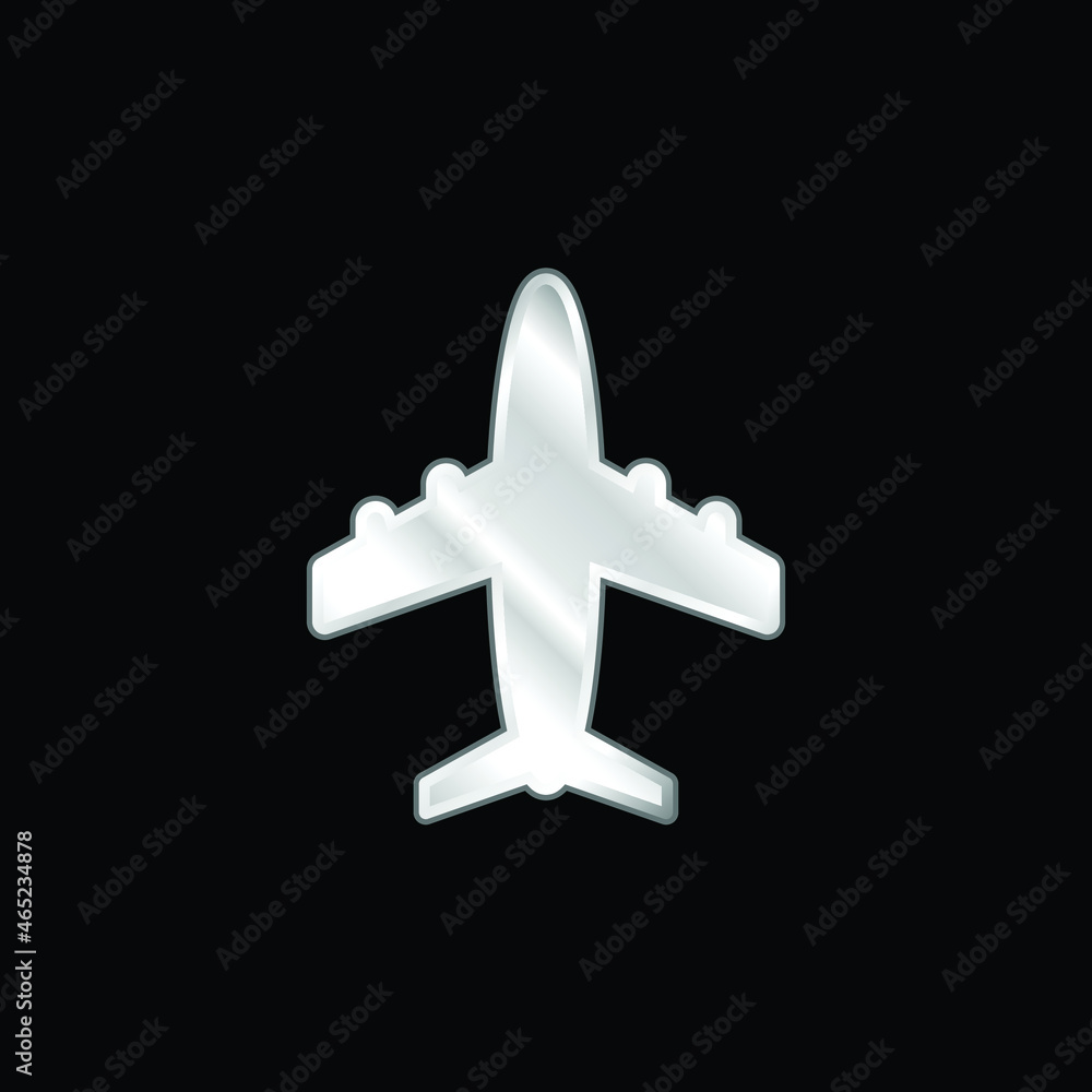 Airliner silver plated metallic icon Airliner silver plated metallic icon