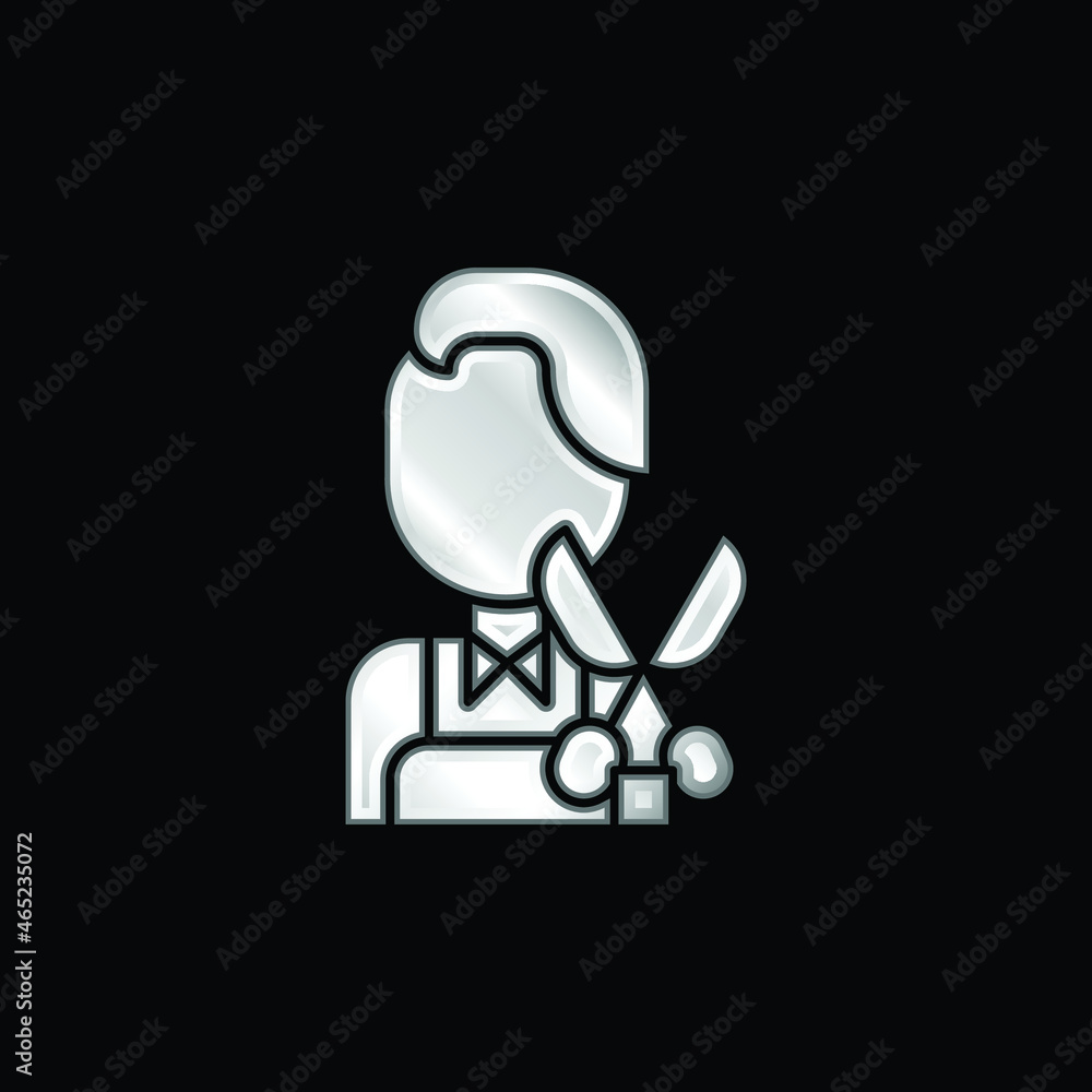 Barber silver plated metallic icon Barber silver plated metallic icon