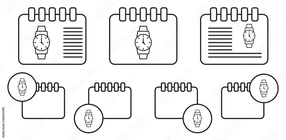 Watch vector icon in calender set illustration for ui and ux, website or mobile application Watch vector icon in calender set illustration for ui and ux, website or mobile application