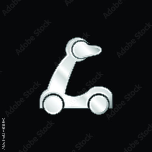 Baby Scooter Silhouette silver plated metallic icon