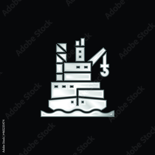 Barge silver plated metallic icon