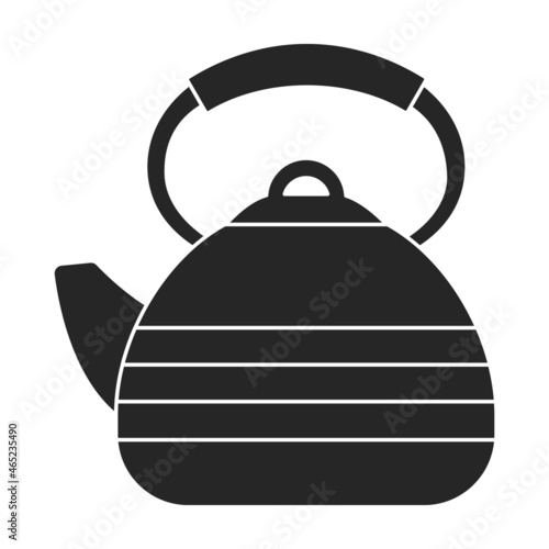 Kettle vector black icon. Vector illustration teapot on white background. Isolated black illustration icon of kettle .