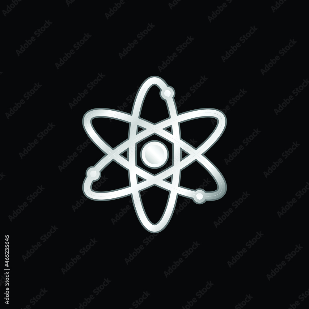 Atom silver plated metallic icon Atom silver plated metallic icon