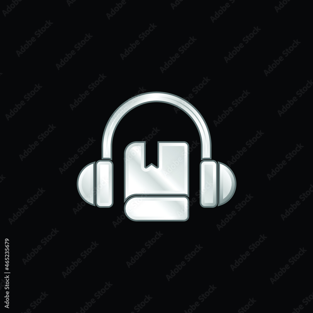 Audio Book silver plated metallic icon Audio Book silver plated metallic icon