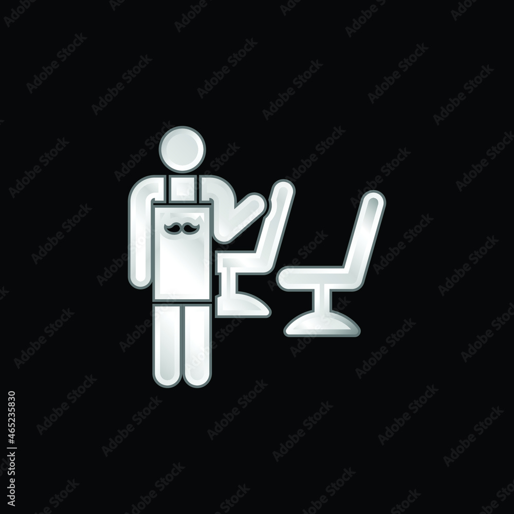 Barber silver plated metallic icon Barber silver plated metallic icon
