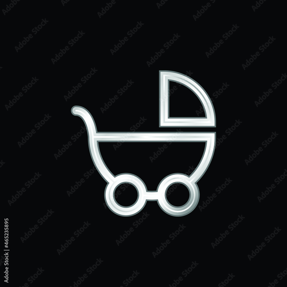 Baby Transport Side View silver plated metallic icon Baby Transport Side View silver plated metallic icon