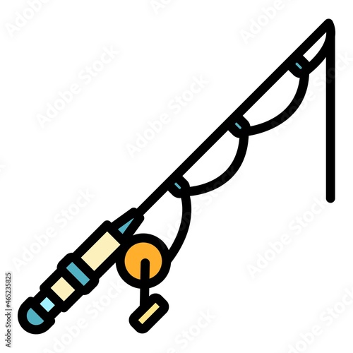 Fishing rod icon. Outline fishing rod vector icon color flat isolated
