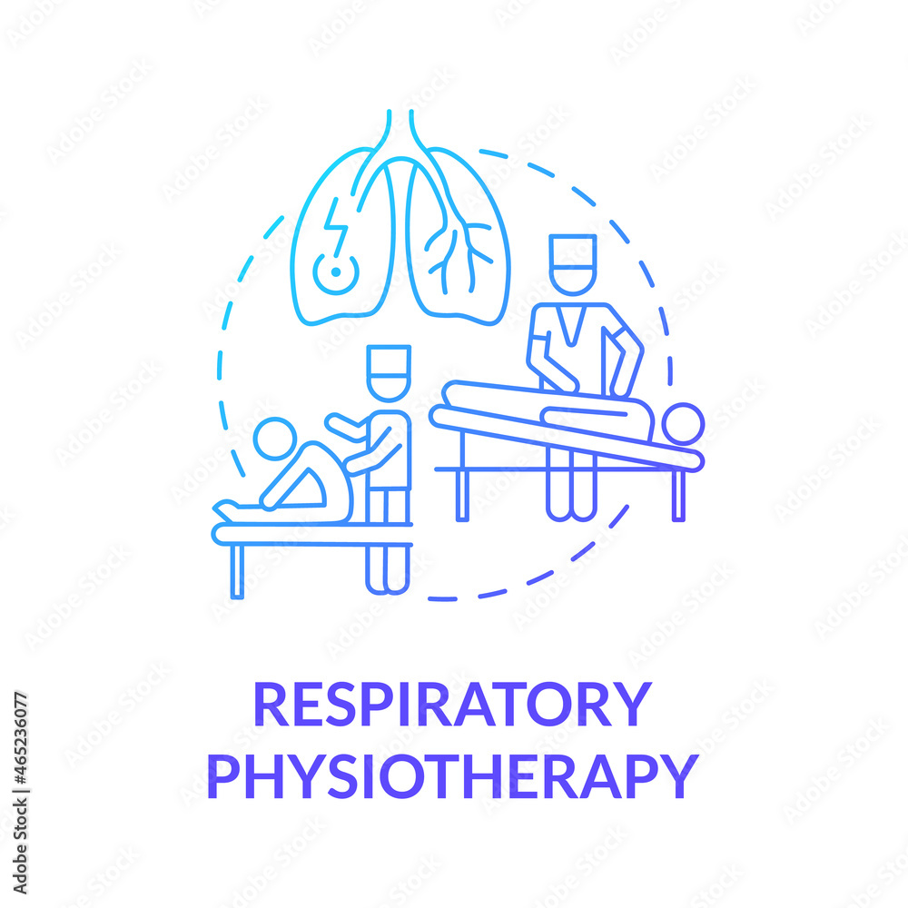 Respiratory physiotherapy graident blue concept icon. Professional therapist. Patient with chest pain. Treatment abstract idea thin line illustration. Vector isolated outline color drawing