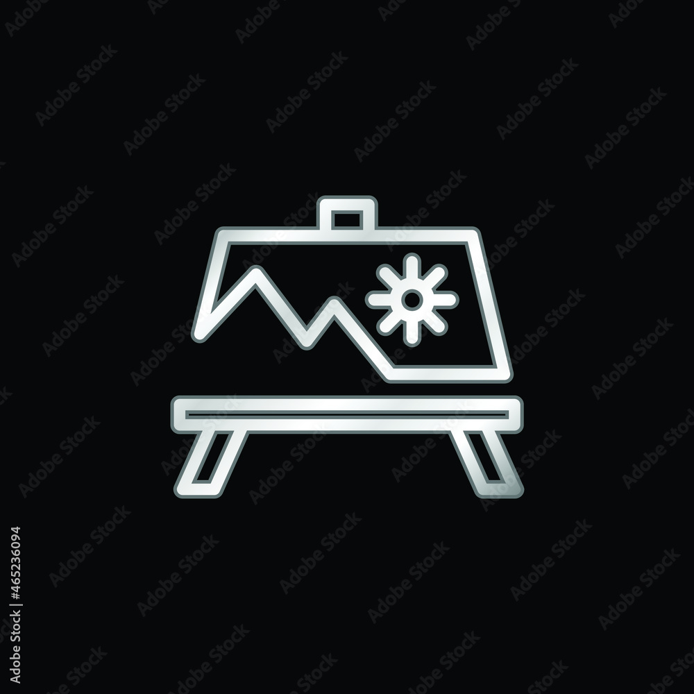 Artwork Painting On A Stand silver plated metallic icon Artwork Painting On A Stand silver plated metallic icon