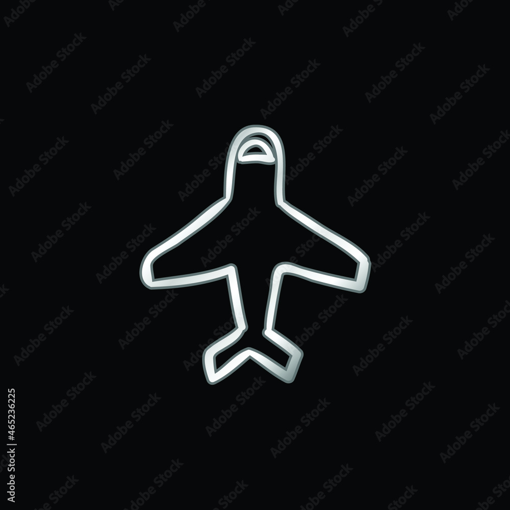 Airplane Outline Pointing Up silver plated metallic icon Airplane Outline Pointing Up silver plated metallic icon