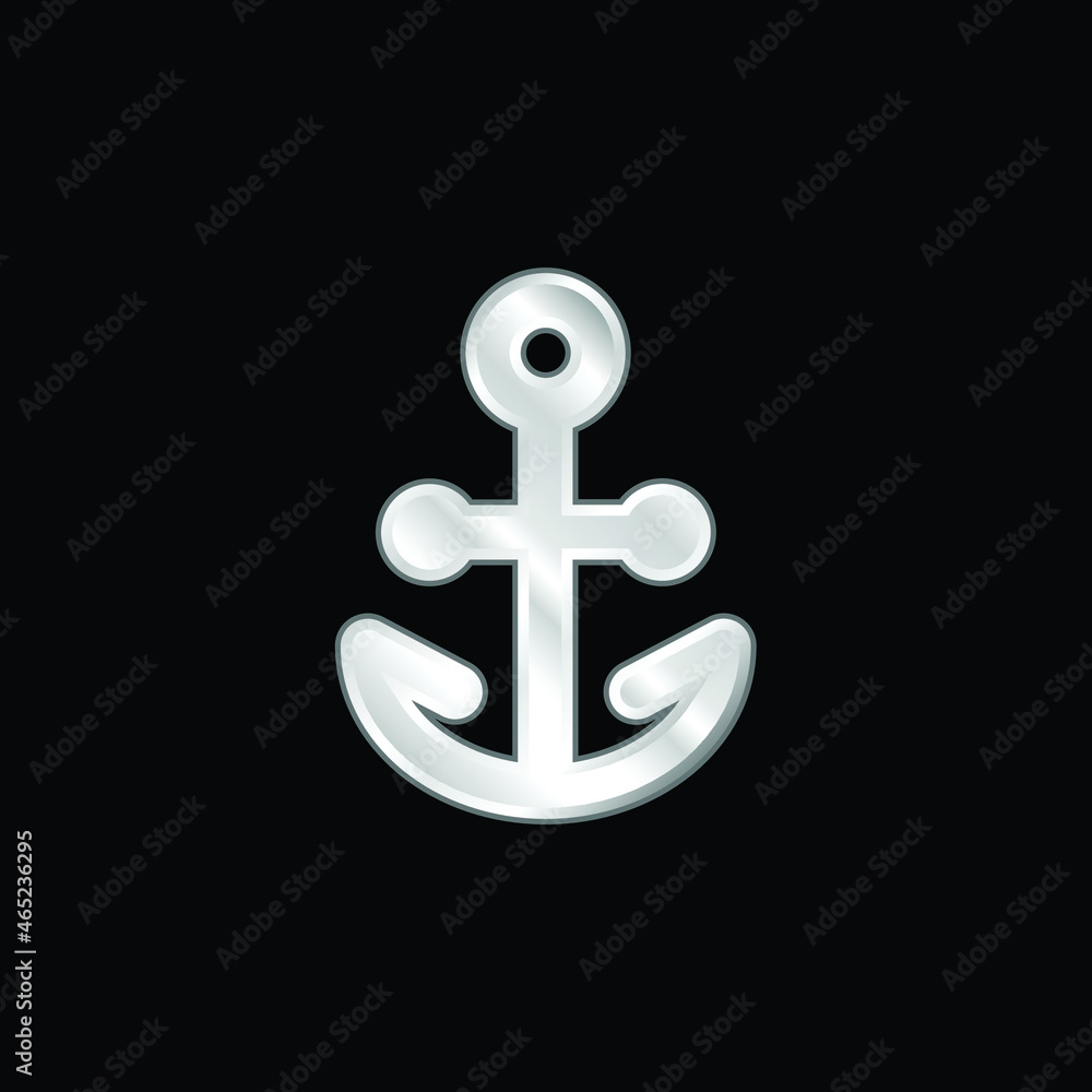 Anchor silver plated metallic icon Anchor silver plated metallic icon