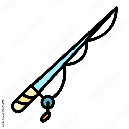 Fishing tool icon. Outline fishing tool vector icon color flat isolated